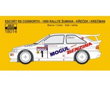 Decal – Escort RS Cosworth - Rallye Šumava / Bohemia 1999 - Křeček / Krečman 1/18